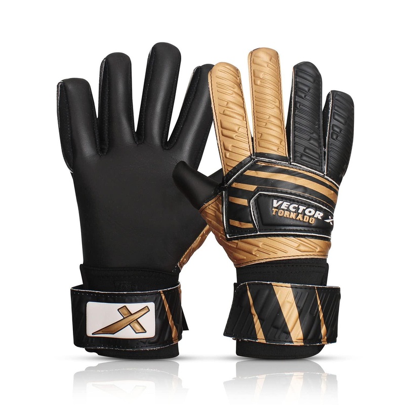 VECTOR X Torando Goalkeeping Gloves (Black, Gold) | Kibi Sports Black-Gold 8