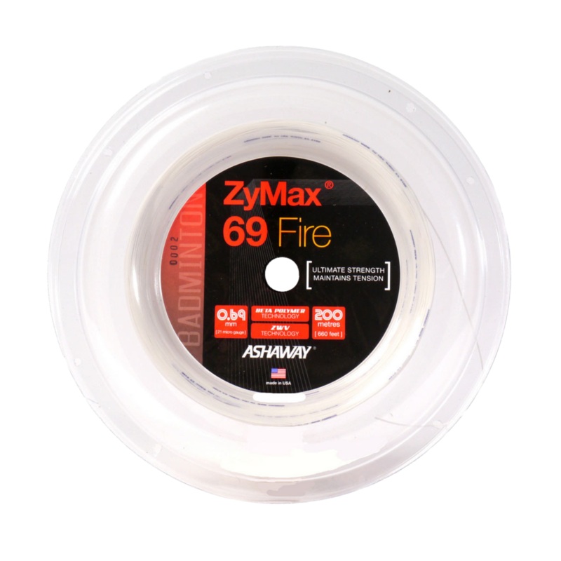 Ashaway ZyMax 69 Fire String (200m Reel) White White 200m Reel