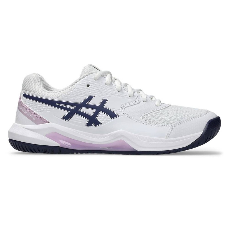 Asics Gel Dedicate 8 Wide Women’s Tennis Shoe (White/Indigo Fog)