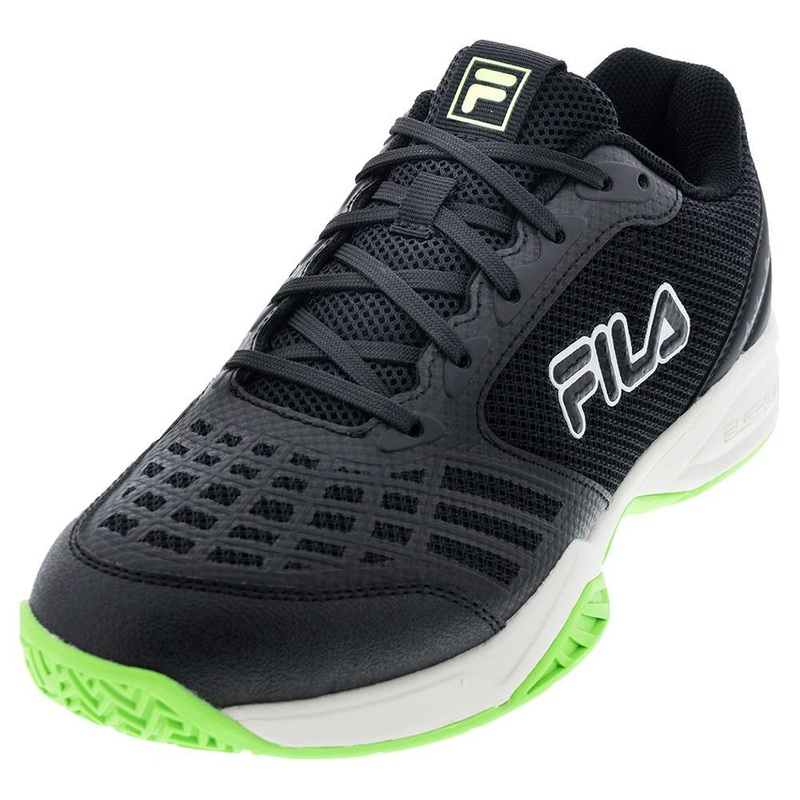 Juniors’ Axilus 3 Tennis Shoes Black and Green Gecko