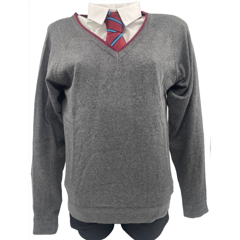 Radyr Comprehensive School Sixth Form Fitted Jumper 9/10 GREY/MAROON
