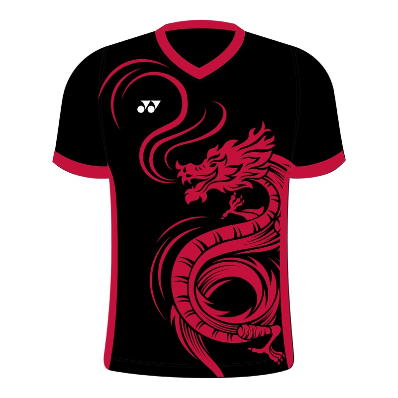 The Dragons T014 Dragon Swoosh V Neck Womens BLACK/RED XS