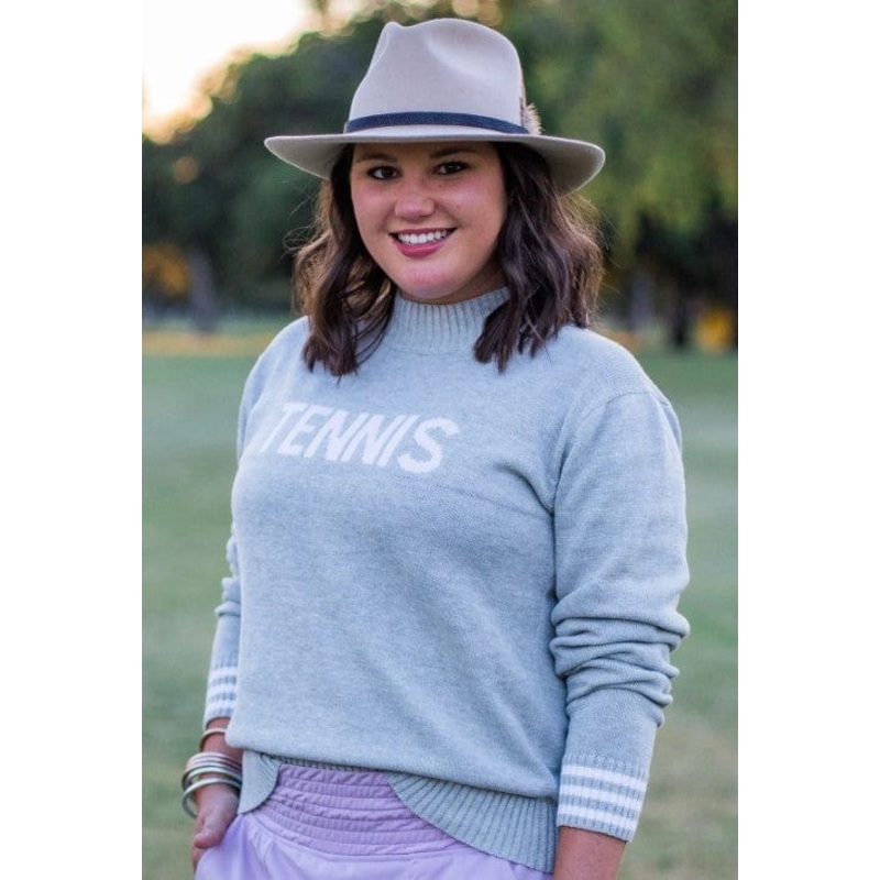 Bubble Women’s Knit Tennis Sweater Small Light Grey