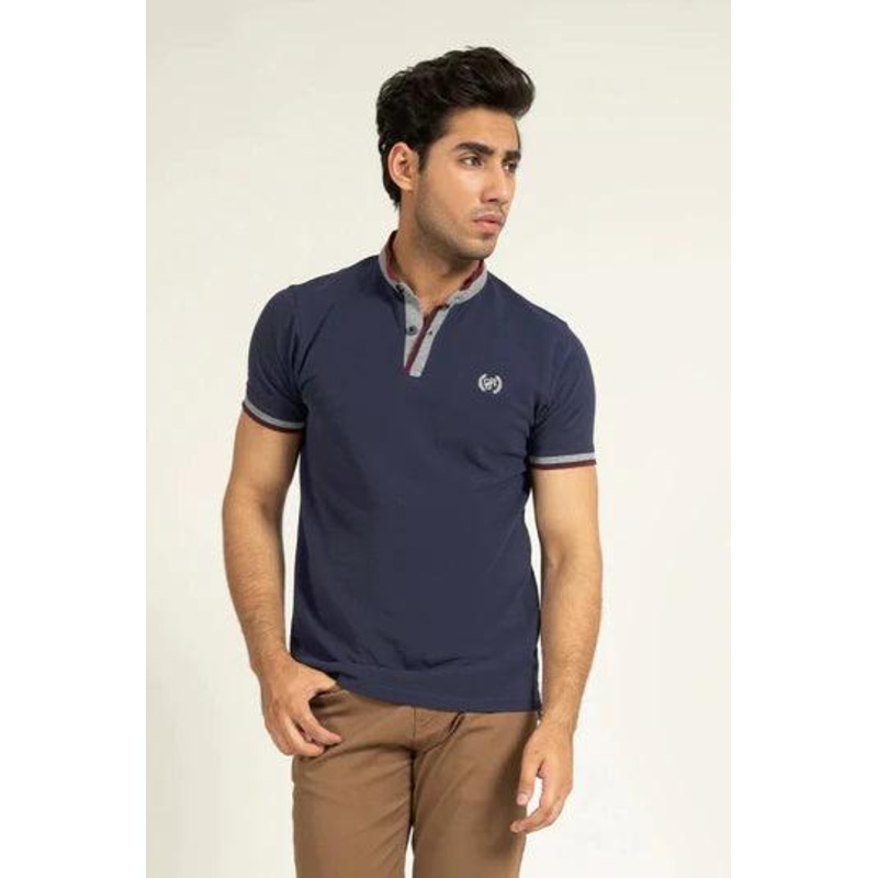 Navy Ban Collar Polo S
