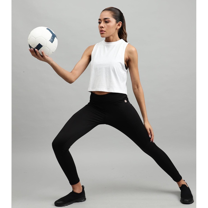 Women’S Crop Muscle Tank Top White Wod Armour | Kibi Sports XS