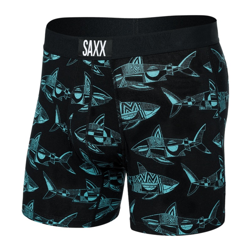 Saxx Mens Vibe Super Soft Boxer Brief Eric Abel-Sharks Small
