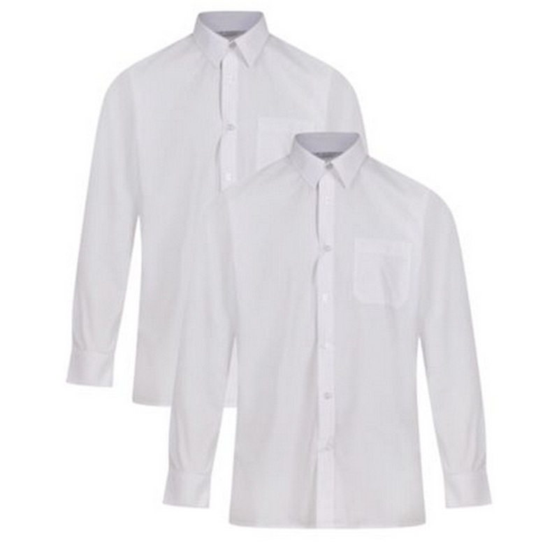 Trutex Boys’ 2 Pack Long Sleeve Non-Iron School Shirts White 12