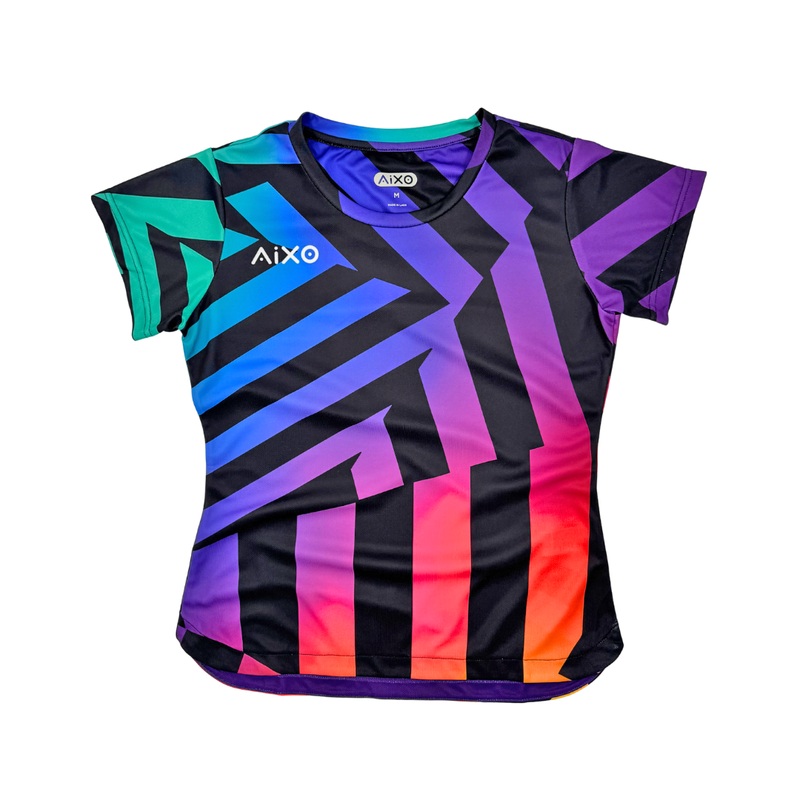Aixo Rainbow Chaos Womens T-Shirt – Black Black XS