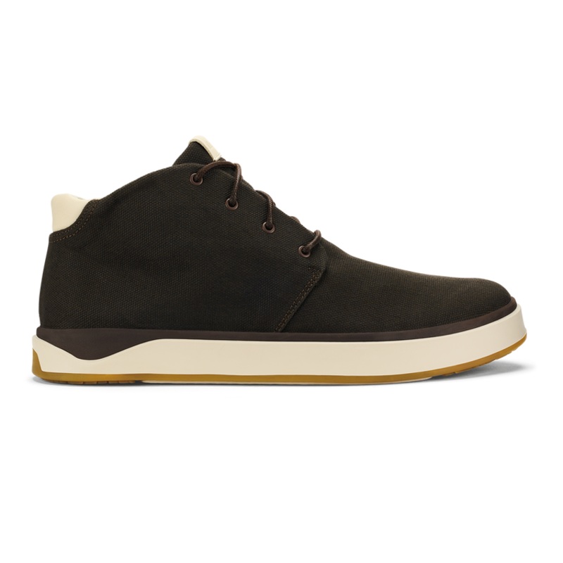 Olukai Men’s Papaku Waxed Canvas Chukka Boots Dark Wood 8