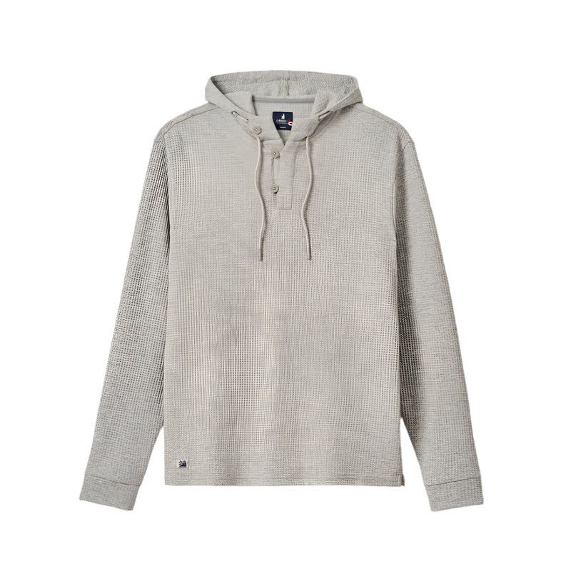 Johnnie-O Men’s Kester Henley Hoodie Light Gray Small
