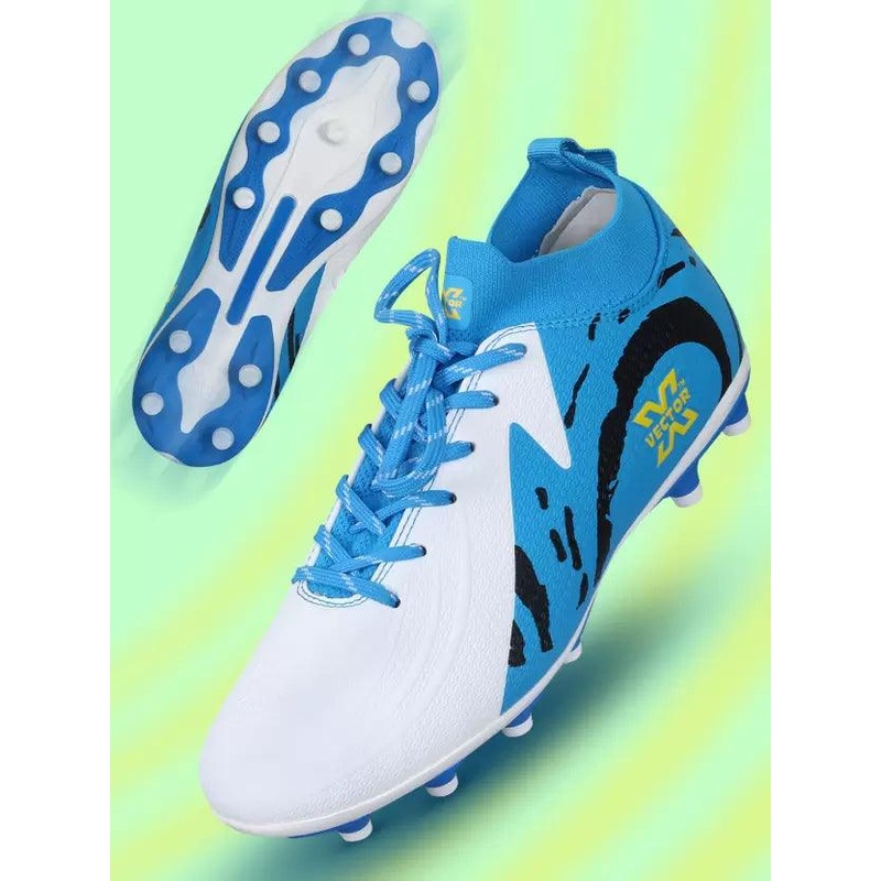 Vector X Octane 2.0 Imported PU Upper Football Studs/Shoe | KIBI Sports 4 UK white-blue