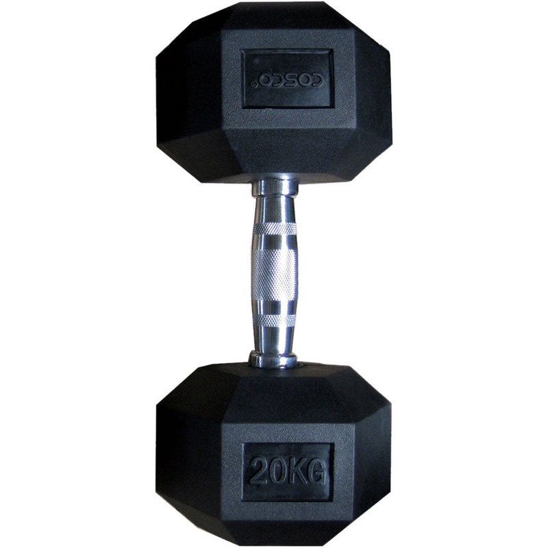 Cosco Hexagonal Rubber Dumbbell, 20Kg | KIBI Sports 20kg