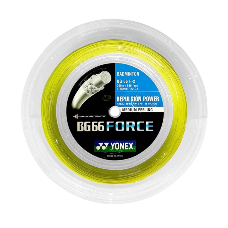 Yonex BG66 Force Badminton String (200m Reel) Yellow Yellow 200m Reel