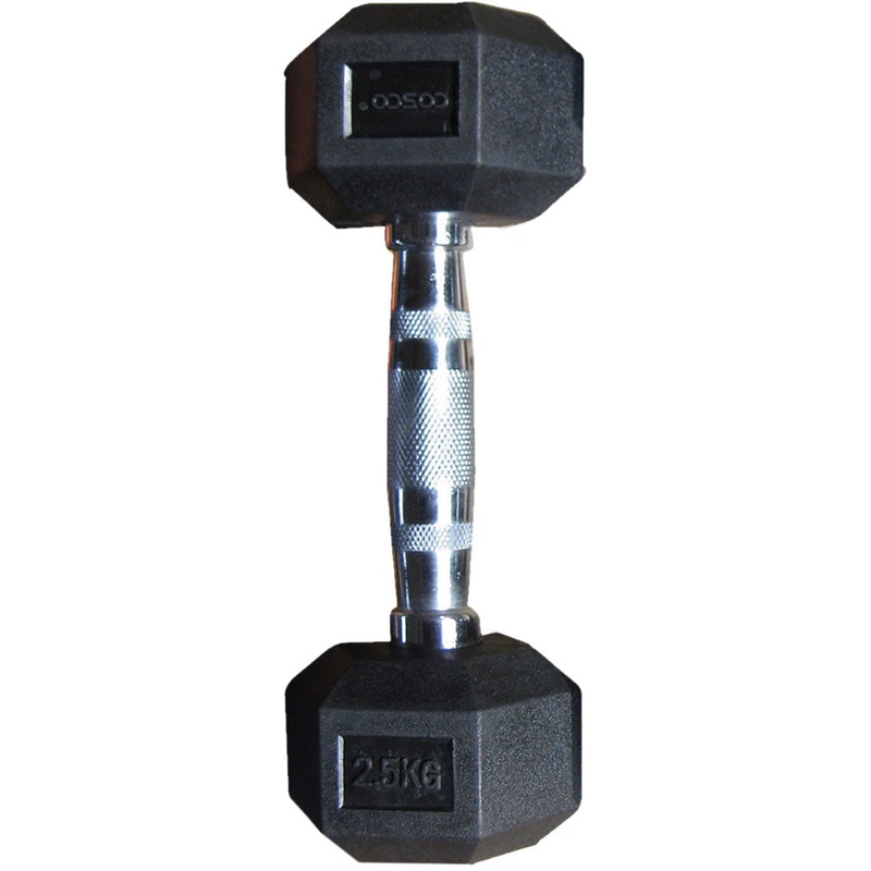 Cosco Hexa Dumbbell Rubber 2.5 Kg | KIBI Sports Black 2.5kg