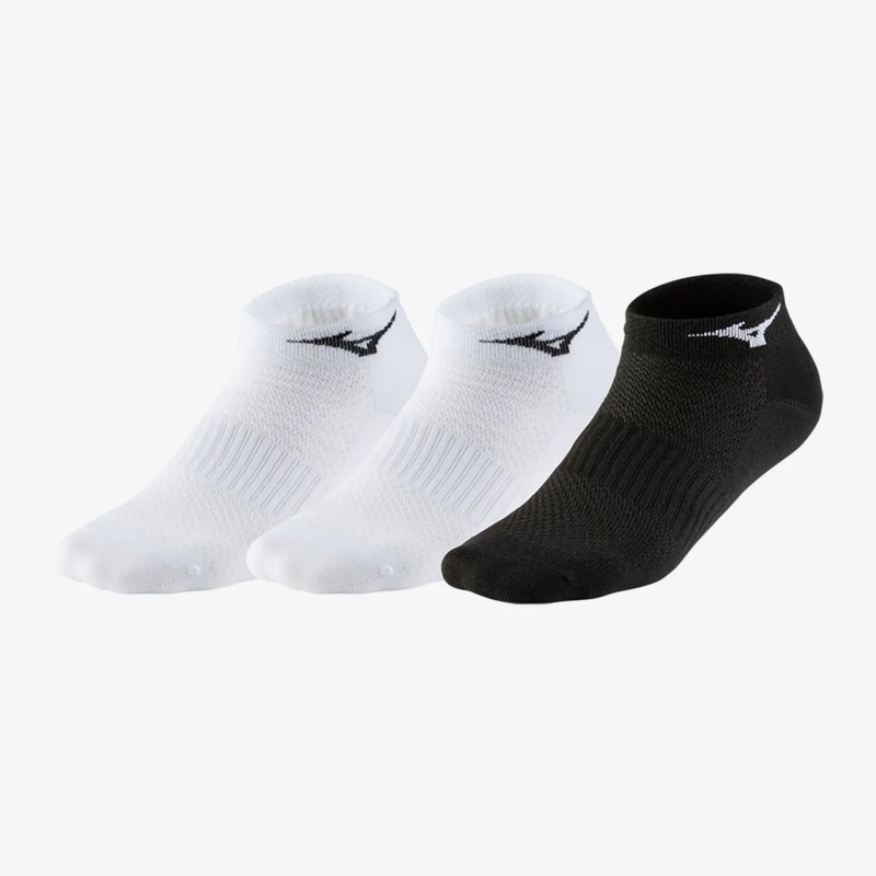 MIZUNO Training Mid Socks (3 Pack) UNISEX – White/White/Black S: US(M)4-5.5/ US(W)5.5-7/ EU35-37/ UK3-4.5