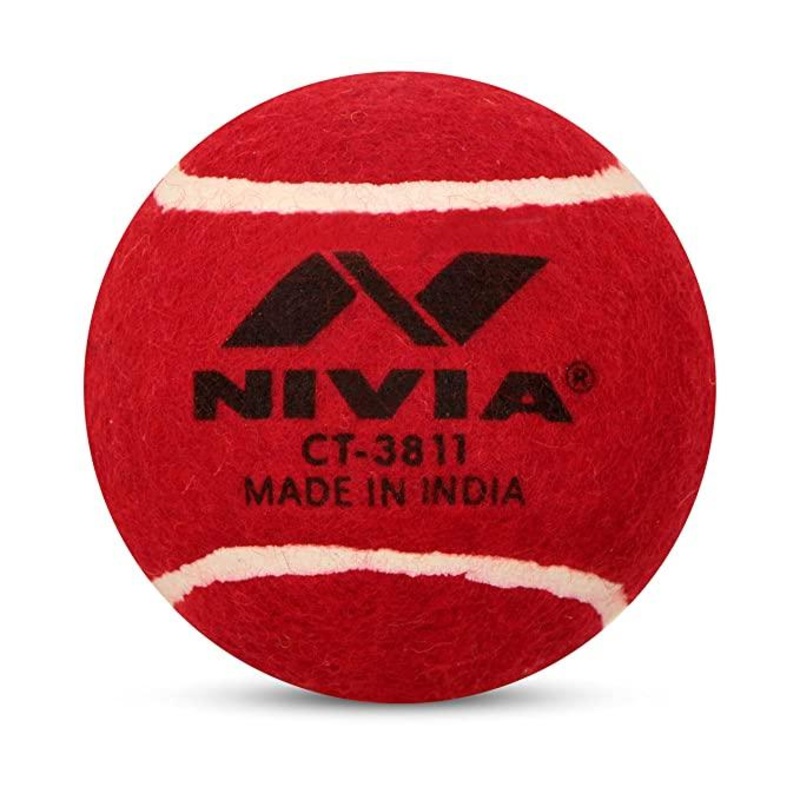 Nivia Heavy Tennis Ball Cricket Ball (Pack of 12 balls) | KIBI Sports Red