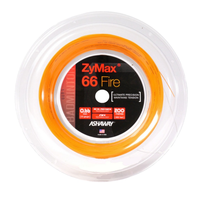 Ashaway ZyMax 66 Fire String (200m Reel) Orange Orange 200m Reel